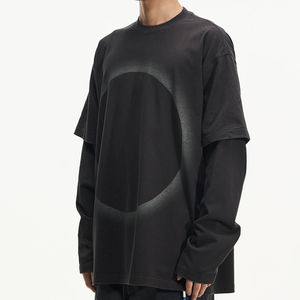 Boxy เสื้อยืด250สองชั้นสำหรับผู้ชาย, เสื้อยืดแขนยาวสองชั้นแบบ2 in 1เสื้อยืดแขนสองชั้นสำหรับเด็กผู้ชาย - Product Image 1