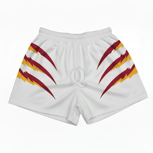 Achetez des shorts de rugby personnalisés, cyan noir, bande latérale géométrique, polyester sublimé, coupe d'entraînement, shorts de sport pour hommes, shorts d'équipe - Product Image 2