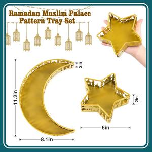 Bandeja de Metal de Luna y estrella de Ramadán, Ideal para servir dátiles, frutas secas, perfecta para Decoración de mesa Iftar y regalos Eid DE LA India - Product Image 6