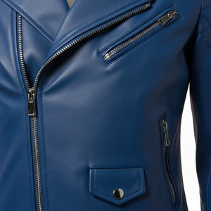 Chaqueta de Motociclista de Cuero Azul para Mujer, Precio de Fábrica al por Mayor Personalizada, Chaqueta de Moda Estilo Motero Genuina, Servicio OEM ODM - Product Image 6