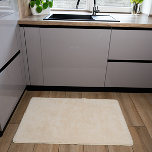 Premium Modern Anti-Slip Eco-Friendly <b>Bath</b> Mat Soft Polyester <b>Light</b> beige 60x50 cm Rubber Diatomite Backing Home & Hotel Use - Product Image 3