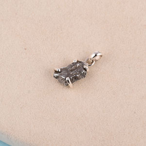 Pendentif en argent sterling 925 de forme ovale de météorite naturelle - Product Image 4