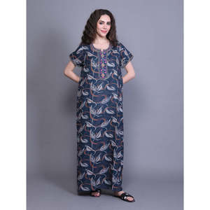 Chemise de nuit longue pour femme Alpine avec poche latérale, en tissu extensible et tissé, douce, respirante, confortable, maxi, imprimée, pour le quotidien - Product Image 2