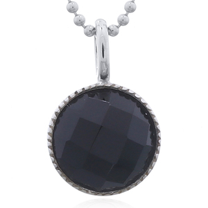 Pendentif élégant en argent 925 avec agate noire et lunette dentelée - Product Image 1