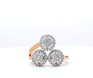 Anillo de diamante de corte redondo cultivado en laboratorio de tendencia de 1,5 quilates con banda de oro rosa de 14 quilates para compromiso o joyería de boda - Product Image 1