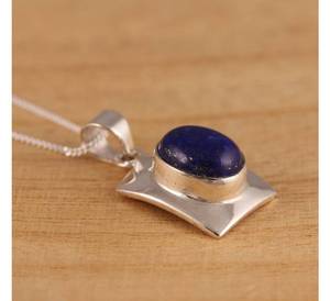 Élégant collier pendentif en argent sterling 925 pierre de lapis lazuli naturelle 16-30 pouces chaînes fines superbe cadeau gourmette - Product Image 3