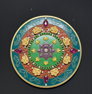 Handcrafted Energized Filigree Round <b>Statue</b> Tibetan Buddhism Brass Copper Casting <b>Religious</b> Mandala Figurine Sculpture India - Product Image 1