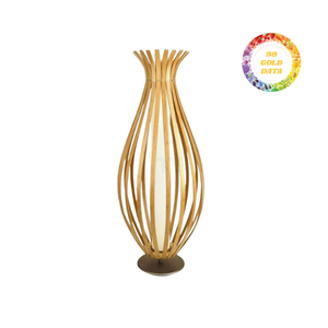 Élégant lampadaire en bambou fabriqué à la main par des artisans qualifiés avec des tons naturels et une structure tissée unique - Product Image 3