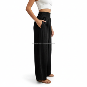 High Waist Vintage Winter Palazzo <b>Pants</b> for Women Flowy Wide Leg Spandex/Polyester Quick Dry Lightweight OEM Service Wholesale - Product Image 2