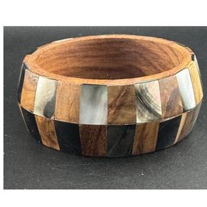Compra de brazaletes de Madera hechos a mano con mosaico para mujer que usa joyería, brazaletes de colores personalizados, precio al por mayor, faizacraft - Product Image 1