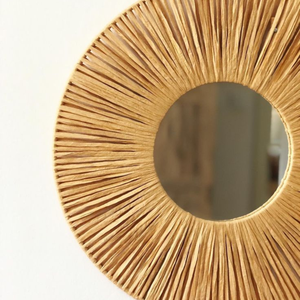 Ensemble de miroirs muraux en raphia tendance, miroir décoratif vintage pour salon, salle de bain et chambre à coucher. - Product Image 2