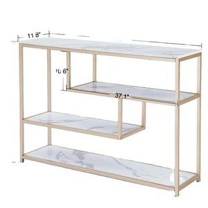 Tables basses en fer métallique et console Tables à plusieurs niveaux avec revêtement en or Encadré de dessus en métal Table élégante pour usage domestique d'hôtel - Product Image 1