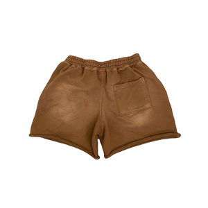 Shorts de fitness pour hommes avec logo personnalisé, 100% coton, pantalons de jogging d'été avec poches solides, délavés à l'acide, vente en gros - Product Image 3