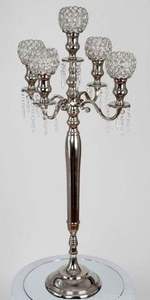 Candelabros de Metal con 3 luces, candelabros de Metal pulido y cristal plateado, diseño atractivo estándar, suministro de candelabros de mesa - Product Image 4