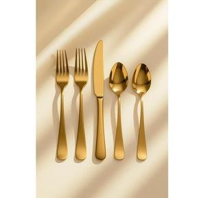 Ensemble de couverts en acier inoxydable fini or, une déclaration d'élégance qui complète à la fois les repas décontractés et les grands événements - Product Image 1