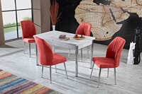 Ensemble de table à manger Alessa Design extensible et pliable en bois avec 6 chaises, pieds en métal modernes et luxueux, écologique et gain de place