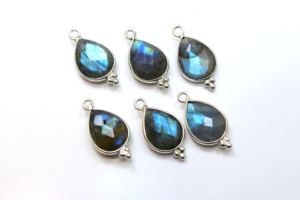 925 Sterling Silver Natural Blue <b>Fire</b> Labradorite Faceted Pear Shape Pendant for Wedding Anniversary Parties and Jewelry Making - Product Image 3
