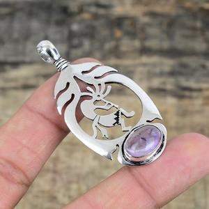 Pendentif en améthyste pour femmes Bijoux en argent de style bohème Bijoux en argent sterling 925 Pendentif fait main tendance Cadeau pour elle - Product Image 2
