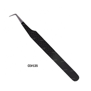 Pinzas para pestañas, Color negro, agarre de diamante, precio al por mayor, acero inoxidable, volumen de pestañas puntiagudas, servicio OEM - Product Image 5