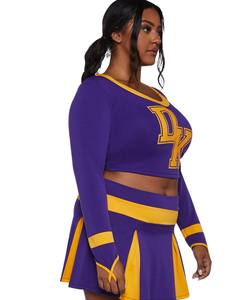Plus Size Eco-Friendly Cheerleading Uniform Outfit Women Two Piece Top <b>Skirt</b> Set Spandex/Polyester Custom OEM ODM Performance - Product Image 3