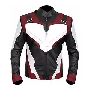 New Design Men's White Maroon Black Genuine Leather Racing Motorbike Jacket CE Armoured Protections Motorcycle Jacket For Men - Product Image 2