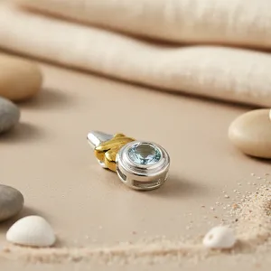Colgante de Aguamarina Plateada para Mujer con Detalles en Oro Rosa, Joyería con Piedras Preciosas, Regalo con Cristal de Amatista, Estilo Religioso - Product Image 2