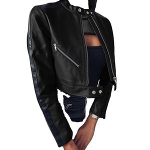 Nueva Chaqueta de Motocicleta de Piel de Vaca con Cremallera y Bordado para Mujer, Estilo Urbano, Ecológica, Impermeable, Negra y Roja - Product Image 4