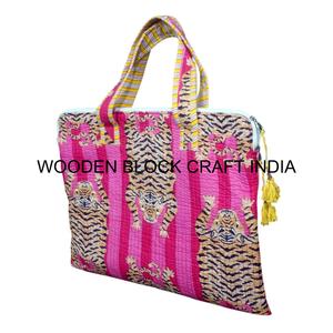 Laptop Bag Eco Friendly Durable Portable 100% Cotton Digital Print Quilted Handbag with Handle and Pocket Cover - Product Image 4