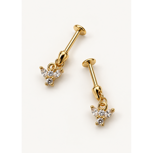 Boucles d'oreilles pendantes en forme d'ailes d'ange pour enfants - Acier inoxydable PVD Zircon Bijoux de piercing - Product Image 1