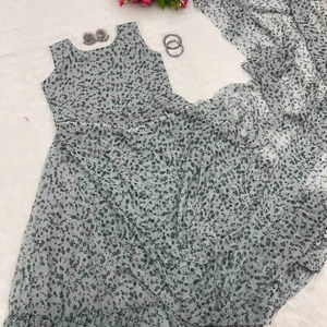 Fabzone Trending Printed Gown Saree <b>Indian</b> & <b>Pakistani</b> <b>Clothing</b> by Wholesaler - Product Image 1