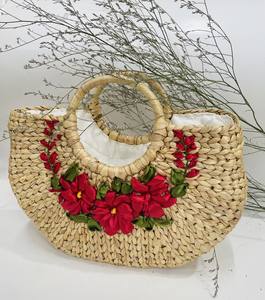 2025 bolsos de mujer de jacinto de agua de estilo Vintage con cierre abierto elegante dos asas ecológicas 1-1.9L de capacidad patrón Natural - Product Image 1