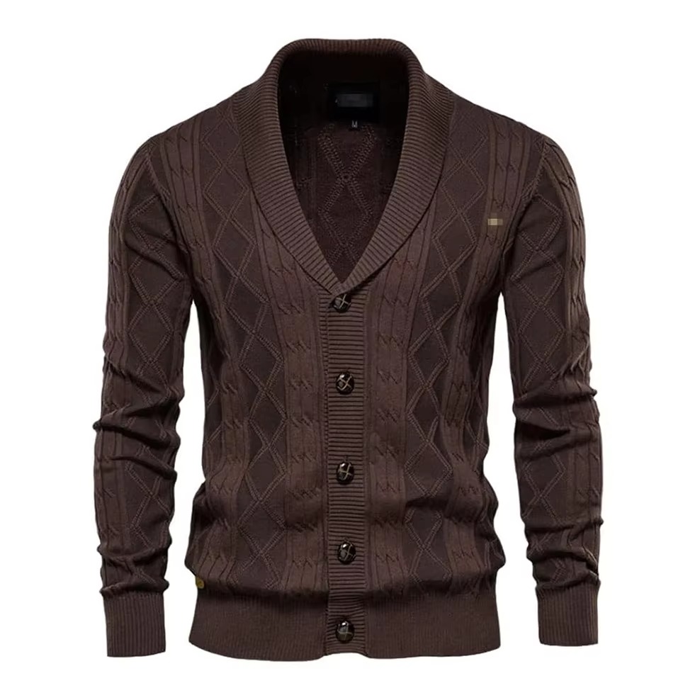 Breathable Men's Cardigan Sweater Airy Structure Button Detail-Keeps You Cool Stylish Winter Days-Wool/Cashmere Customizable