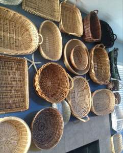 Plateau en rotin tissé à la main-Plateau organisateur polyvalent-Plateau de service en rotin ovale avec poignées - Product Image 4