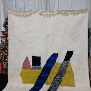 พรมดีไซเนอร์สีขาวที่มีลวดลายสวยงามทำด้วยมือสำหรับห้องนั่งเล่นบ้านพรมตกแต่งสวน - Product Image 1