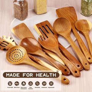 Ensemble de couverts en bois best-seller, manches longues, résistant à la chaleur, texture antiadhésive, design moderne, écologique, pour servir les aliments, en vrac - Product Image 4
