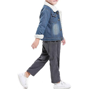 เสื้อแจ็กเก็ตผ้ายีนส์ผ้าฝ้ายสำหรับเด็กผู้ชายวัยหัดเดินมีสไตล์สไตล์วินเทจลายทางแบบลำลองสำหรับฤดูหนาว - Product Image 5