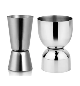 Ensemble shaker à cocktail en verre Jigger en acier inoxydable Accessoires de bar personnalisés Shaker droit Verre de mesure Jigger - Product Image 5