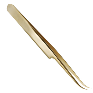 Pince à épiler incurvée de vente chaude Pince à épiler à pointe de 30 degrés Volume Pince à épiler d'extension de cils dorés - Product Image 5