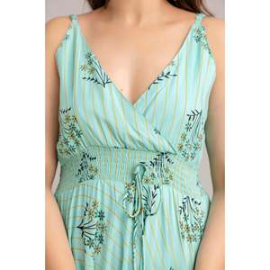 Vestido Maxi Ajustado sin Mangas con Estampado Floral Azul Turquesa-SHKUP1364 Talla Grande, Natural, Transpirable y Sostenible para el Día a Día - Product Image 6
