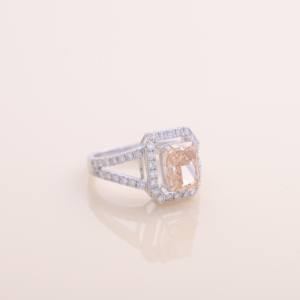 IGI Certified Radiant Cut Yellow Lab Grown Diamond Halo <b>Split</b> Shank Engagement-Wedding <b>Ring</b> 18K White/Rose/Yellow Gold Rhodium - Product Image 5