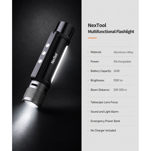 Linterna LED de Acero Inoxidable 6 en 1 Nextool <span class=keywords><strong>Thunder</strong></span>, Portátil para Exteriores, Recargable por USB, Banco de Energía, 1000 Lúmenes, para Camping - Product Image 2