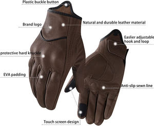 Première fibre ODM gants de course en cuir imperméables été motard gants en peau de mouton pour la moto - Product Image 2