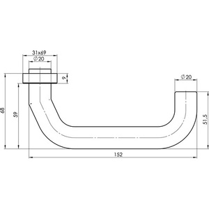 Fire-Resistant <b>Push</b>-<b>Button</b> Handle 8100V FS/6621 ER Stainless Steel F1 Angled Square 9mm OGRO - Product Image 3
