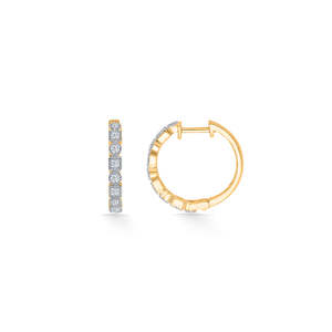 ต่างหูเพชรทรงกลมสีทองเปล่งประกายสำหรับผู้หญิง - Product Image 3