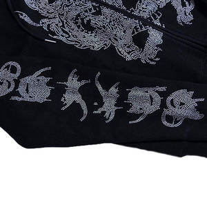 High Quality Knitted Rhinestone Fleece Hoodie Cotton Oversize Thick <b>Drop</b> Shoulder Plain Custom Men Breathable Eco-Friendly - Product Image 4