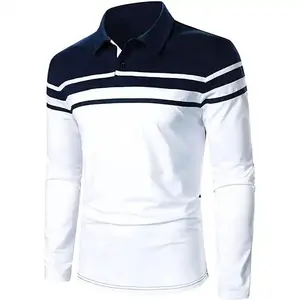 高品質のフルスリーブポロシャツ通気性コットン/バンブーファイバーブランクプレーンゴルフプラスサイズメンズポロシャツ