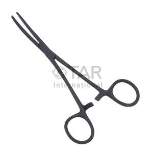 Fórceps hemostáticos curvos, abrazadera de bloqueo de acero inoxidable negro táctico de 5,5 pulgadas, mandíbulas dentadas, instrumentos médicos de pesca Hobby - Product Image 1
