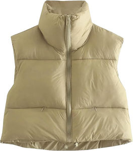 Women's Padded Down Vest Puffer Stand Collar <b>Zip</b> <b>up</b> Crop Sleeveless Jacket Unique Design Spring Hot <b>Hoodie</b> Vest Fashion Women - Product Image 5