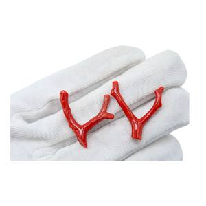 Corail poli rugueux en forme de bâton de corail rouge italien naturel pour faire des bijoux de boucle d'oreille - Product Image 1