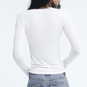 Camiseta de manga larga para mujer, camiseta de manga larga con logotipo estampado personalizado de gran tamaño, ropa informal para mujer, servicio OEM - Product Image 2